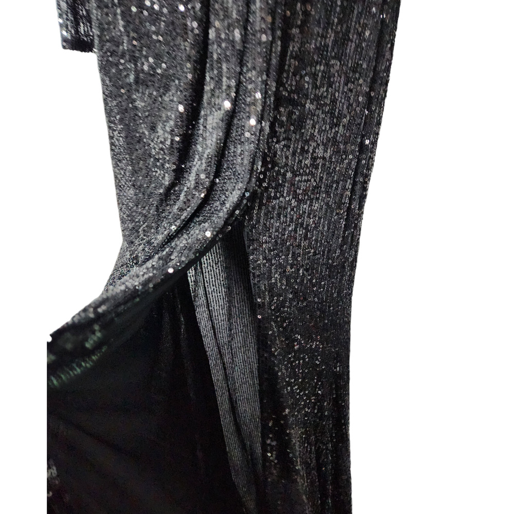 IEENA for MacDuggal SEQUINED LONG SLEEVED BLACK EVENING GOWN 10 - Picture 8 of 9